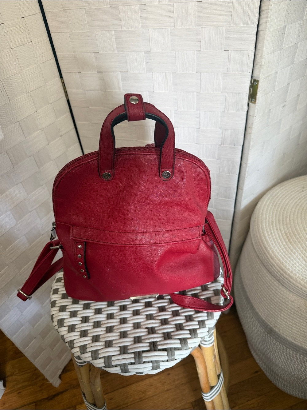 Nine West Red Convertible Backpack Purse